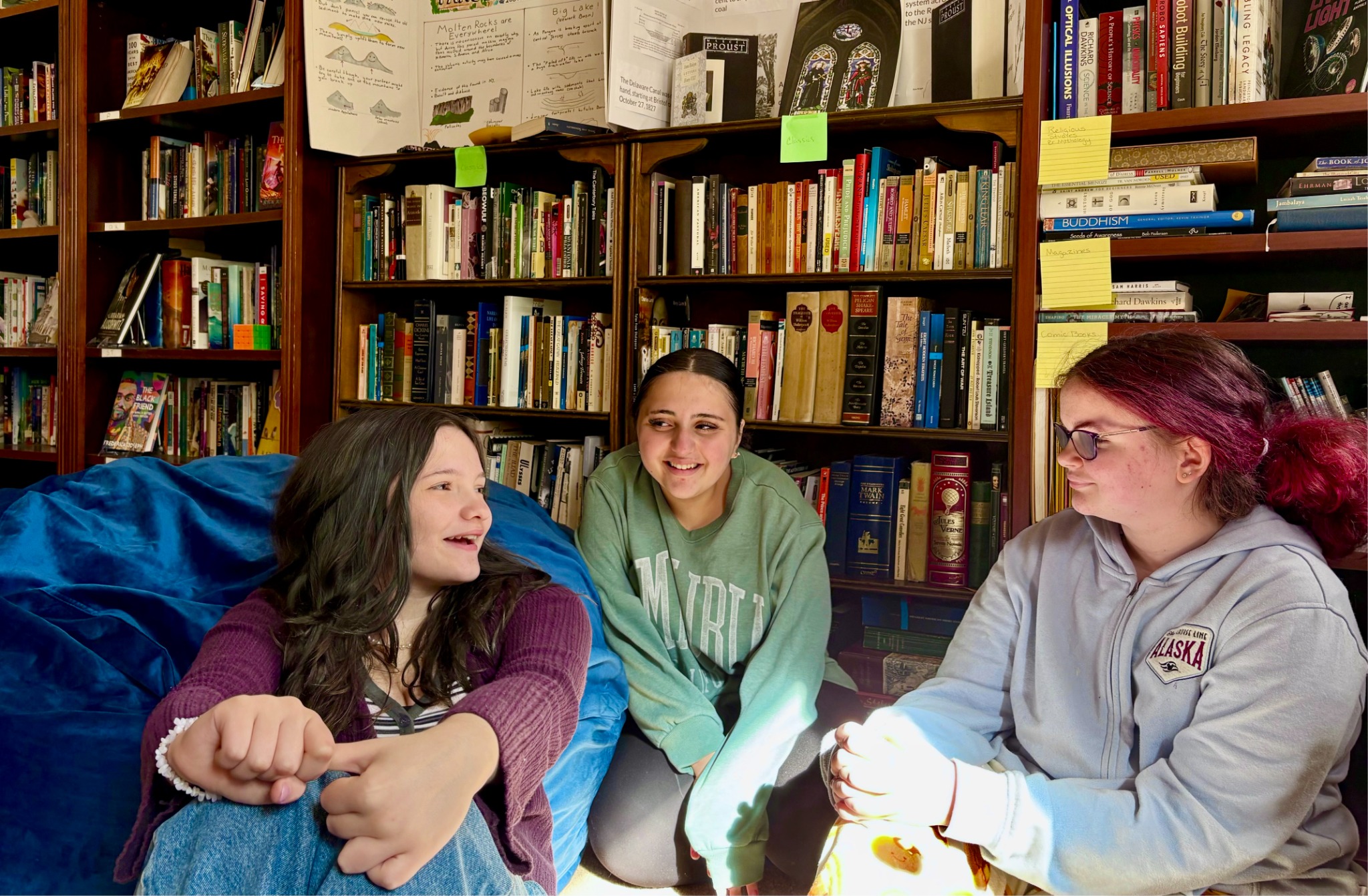 Three teens talking together at Bucks Learning Cooperative